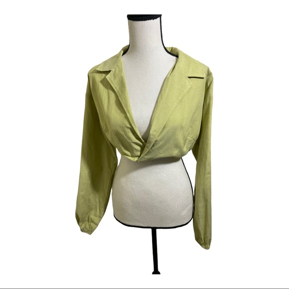 Lelis womens wrap style long sleeve crop shirts light green set size small - Picture 1 of 12